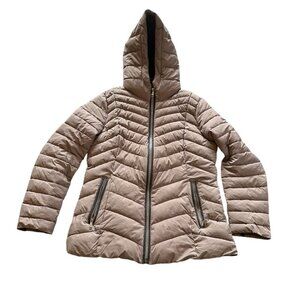 LAUNDRY BY SHELLI SEGAL Jacket Women’s Large Down Puffer Coat Hooded Purple Gray